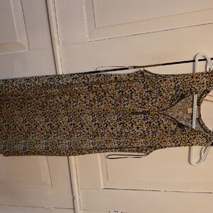 MICHAEL Michael Kors Black and Yellow Floral Midi Dress